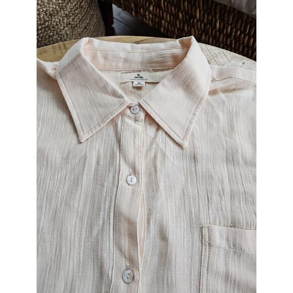 Rip Curl Linen Blend Gauze Button Down Shirt Women's Size XL Beach Surfer NWT - Picture 3 of 10